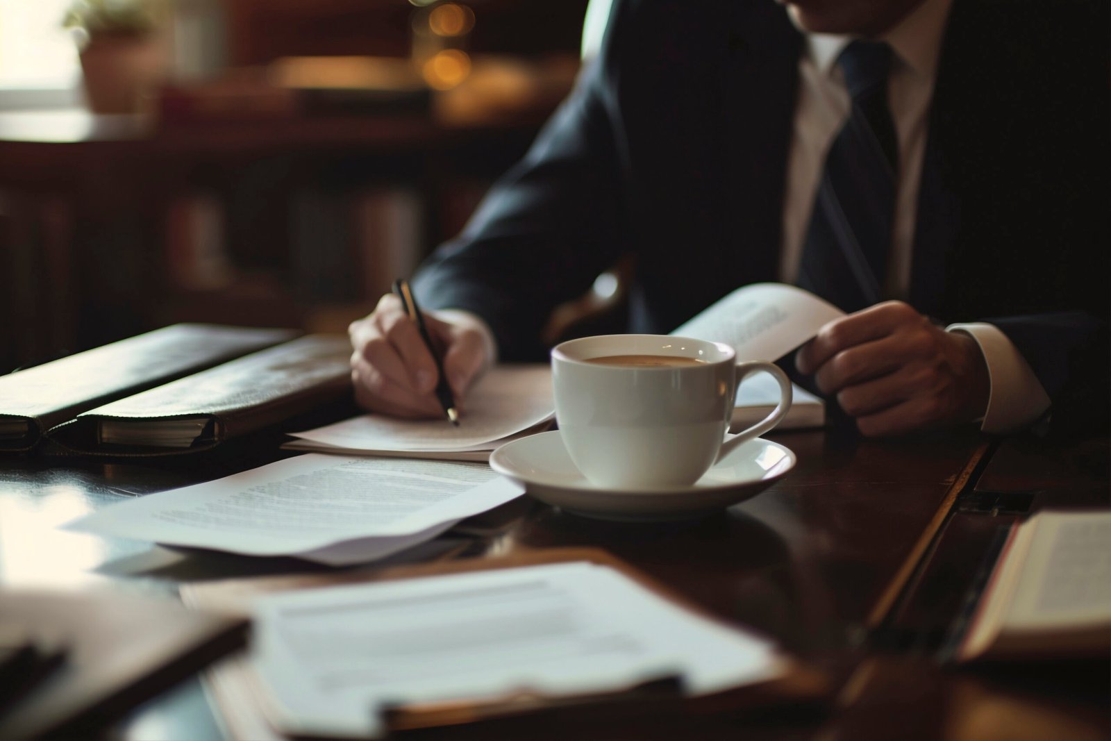 front view lawyer working with documents